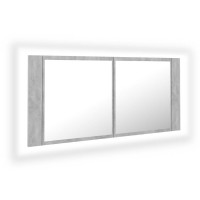 Miniatyr av produktbild för Spegelskåp med LED betonggrå 100x12x45 cm akryl