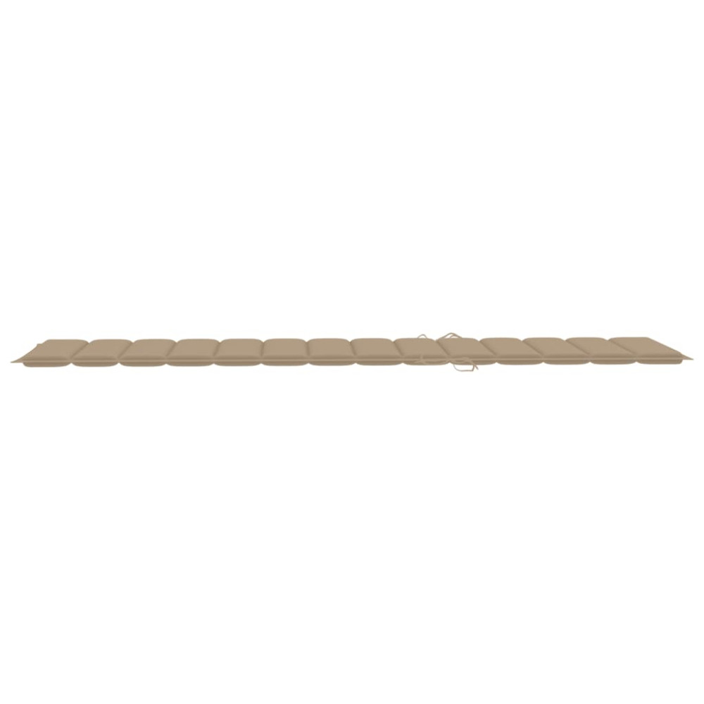 Produktbild för Solsäng 2 st med beige dyna massiv teak