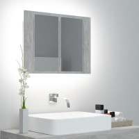 Produktbild för Spegelskåp med LED betonggrå 60x12x45 cm akryl