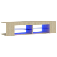 Produktbild för TV-bänk med LED-belysning sonoma-ek 135x39x30 cm