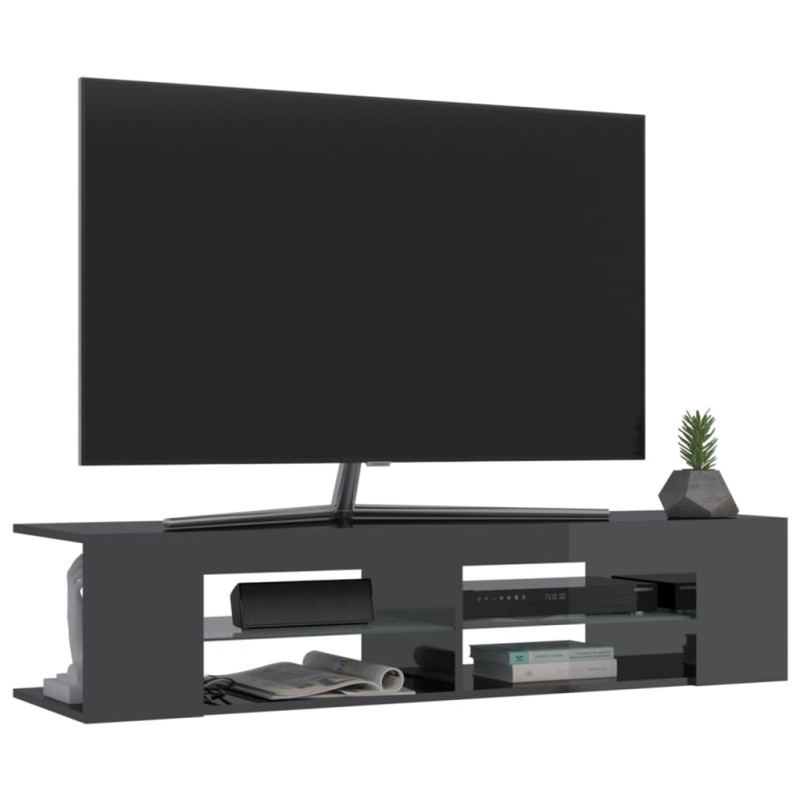 Produktbild för TV-bänk med LED-belysning grå högglans 135x39x30 cm
