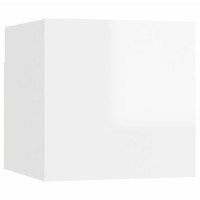 Produktbild för Väggmonterad tv-bänk vit högglans 30,5x30x30 cm