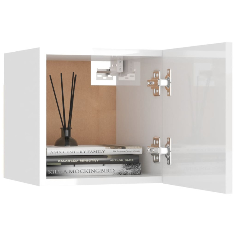 Produktbild för Väggmonterade tv-skåp 2 st vit högglans 30,5x30x30 cm