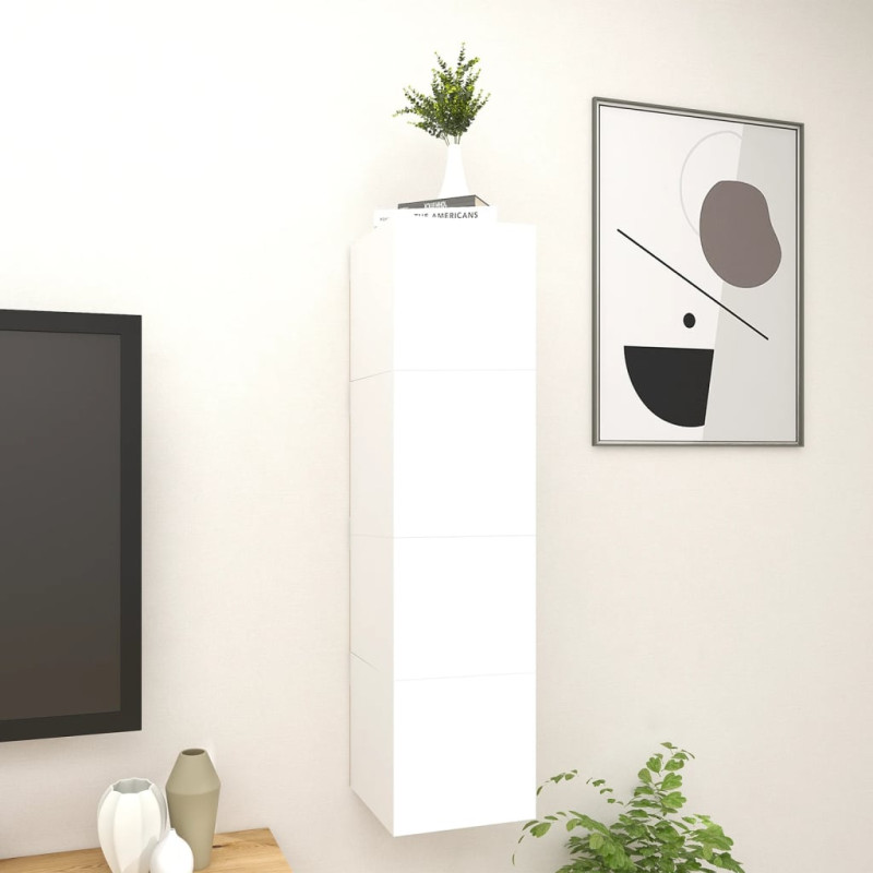 Produktbild för Väggmonterade tv-bänkar 4 st vit högglans 30,5x30x30 cm