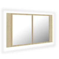 Produktbild för Spegelskåp med LED sonoma-ek 80x12x45 cm akryl