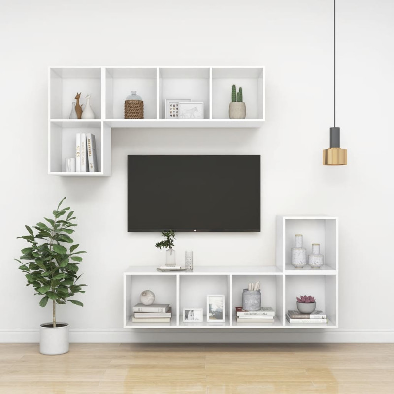 Produktbild för Väggmonterad tv-bänk vit 37x37x72 cm konstruerat trä