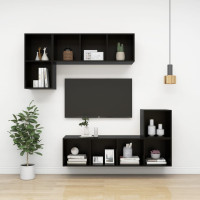 Miniatyr av produktbild för Väggmonterad tv-bänk svart 37x37x72 cm konstruerat trä