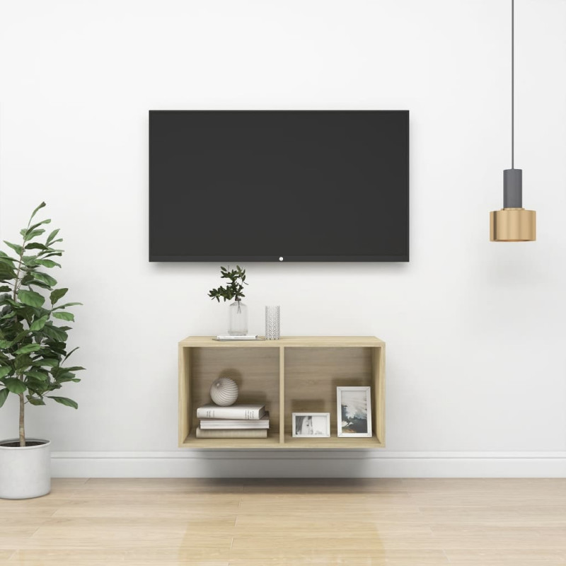 Produktbild för Väggmonterad tv-bänk somona-ek 37x37x72 cm konstruerat trä