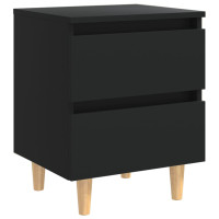 Miniatyr av produktbild för Sängbord med massiva furuben svart 40x35x50 cm