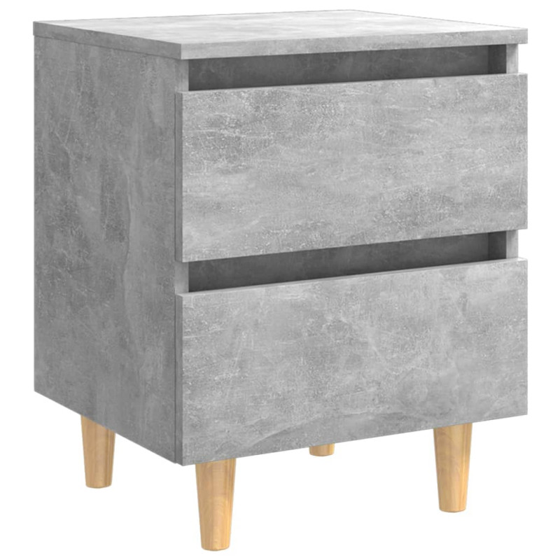 Produktbild för Sängbord med massiva furuben betonggrå 40x35x50 cm