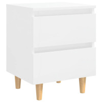 Miniatyr av produktbild för Sängbord med massiva furuben vit högglans 40x35x50 cm