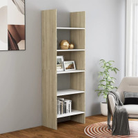 Produktbild för Bokskåp vit och sonoma-ek 60x35x180 cm konstruerat trä