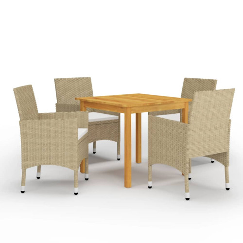 vidaXL Matgrupp för trädgården 5 delar beige - Utemöbelgrupper