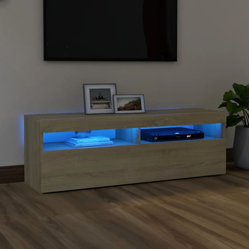 Produktbild för TV-bänk med LED-belysning sonoma-ek 120x35x40 cm