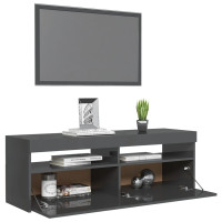 Miniatyr av produktbild för TV-bänk med LED-belysning grå högglans 120x35x40 cm