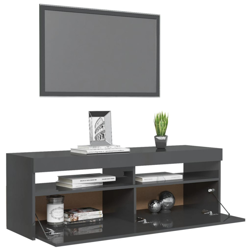 Produktbild för TV-bänk med LED-belysning grå högglans 120x35x40 cm