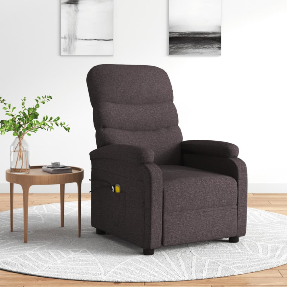 Produktbild för Elektrisk massagefåtölj mörkbrun tyg