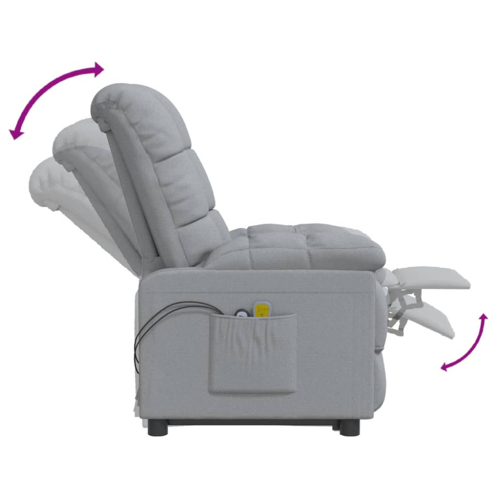 Produktbild för Elektrisk massagefåtölj ljusgrå tyg