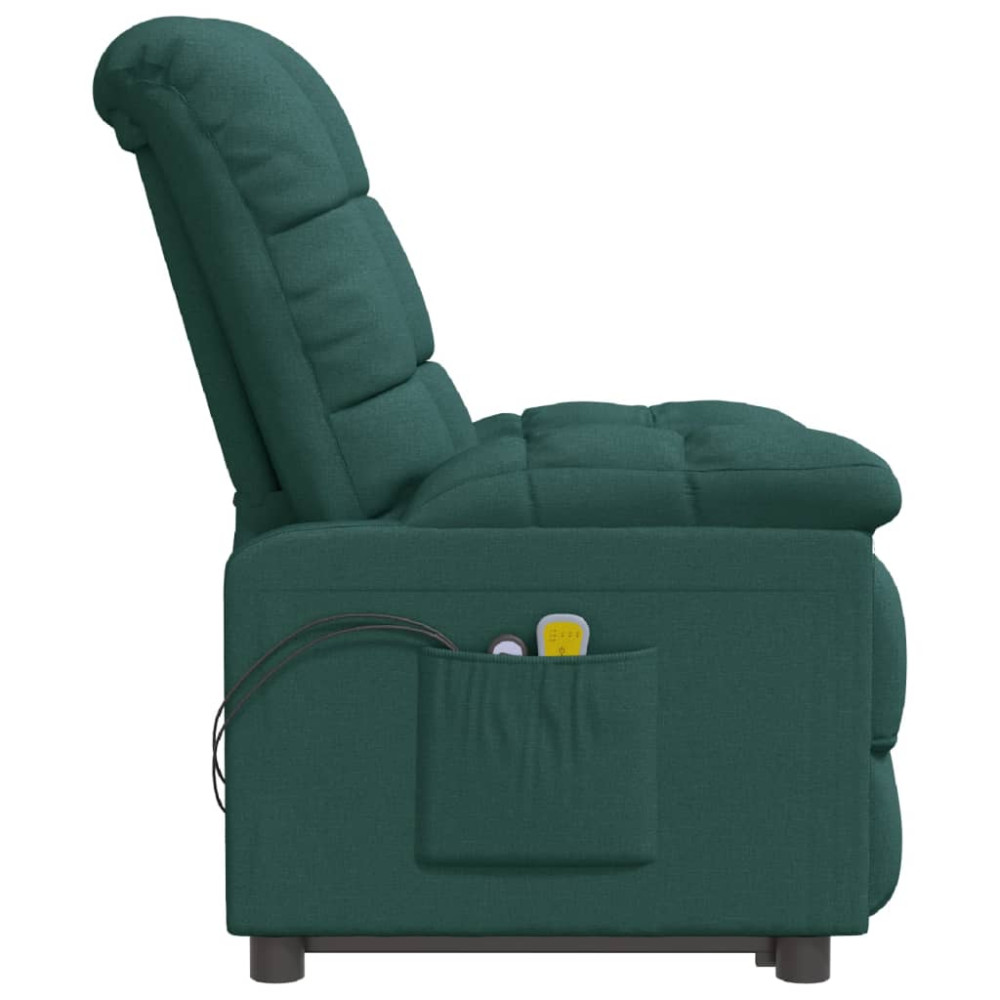Produktbild för Massagefåtölj mörkgrön tyg