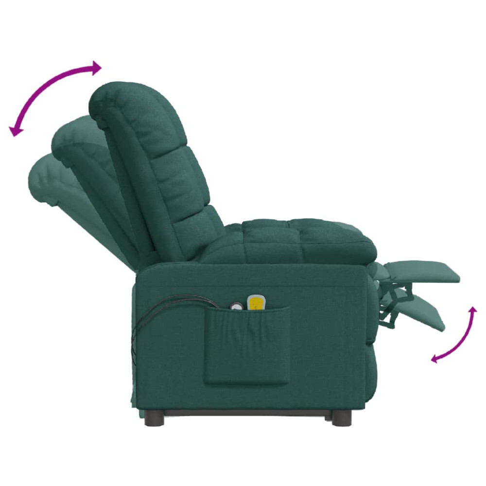 Produktbild för Massagefåtölj mörkgrön tyg