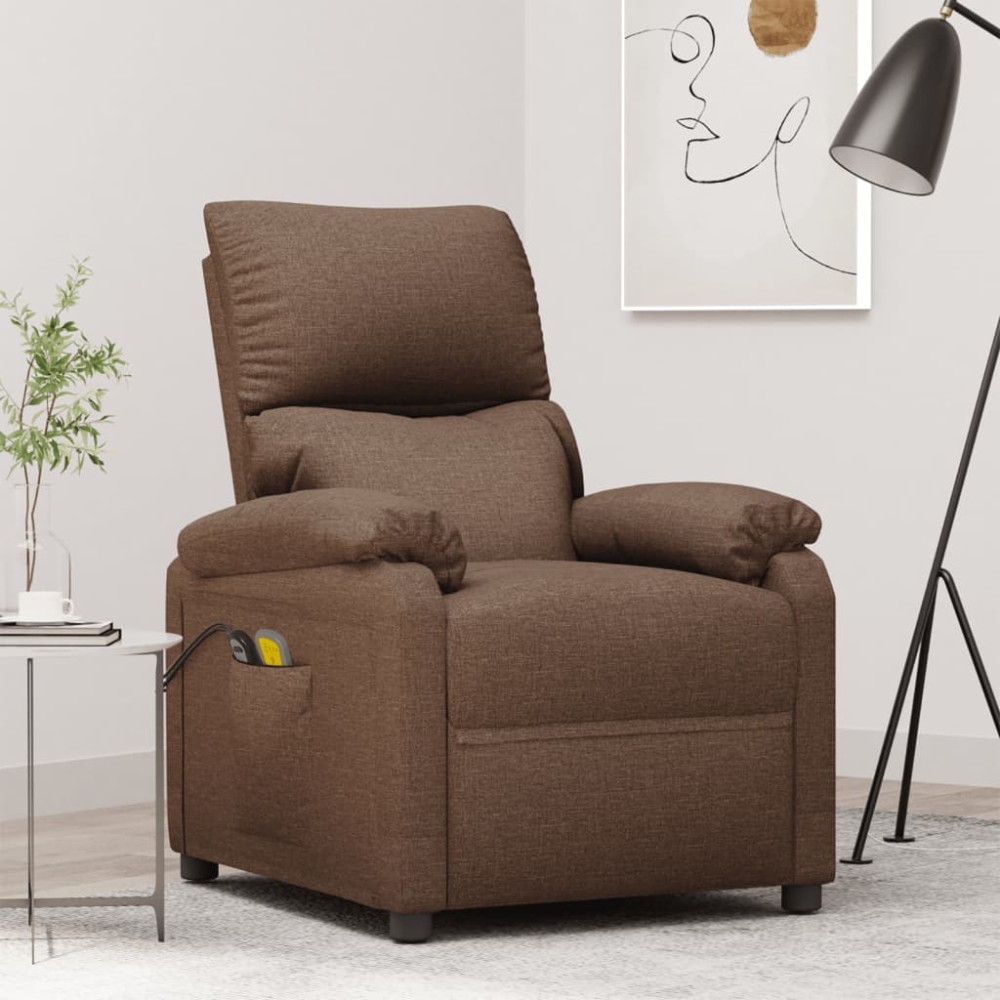 Produktbild för Elektrisk massagefåtölj brun tyg
