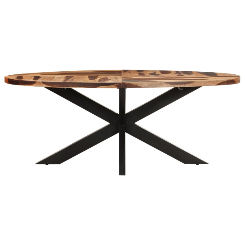 Produktbild för Matbord ovalt 200x100x75 cm massivt akaciaträ med sheshamyta