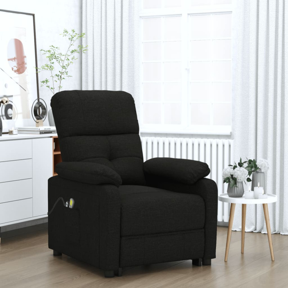 Produktbild för Elektrisk massagefåtölj svart tyg