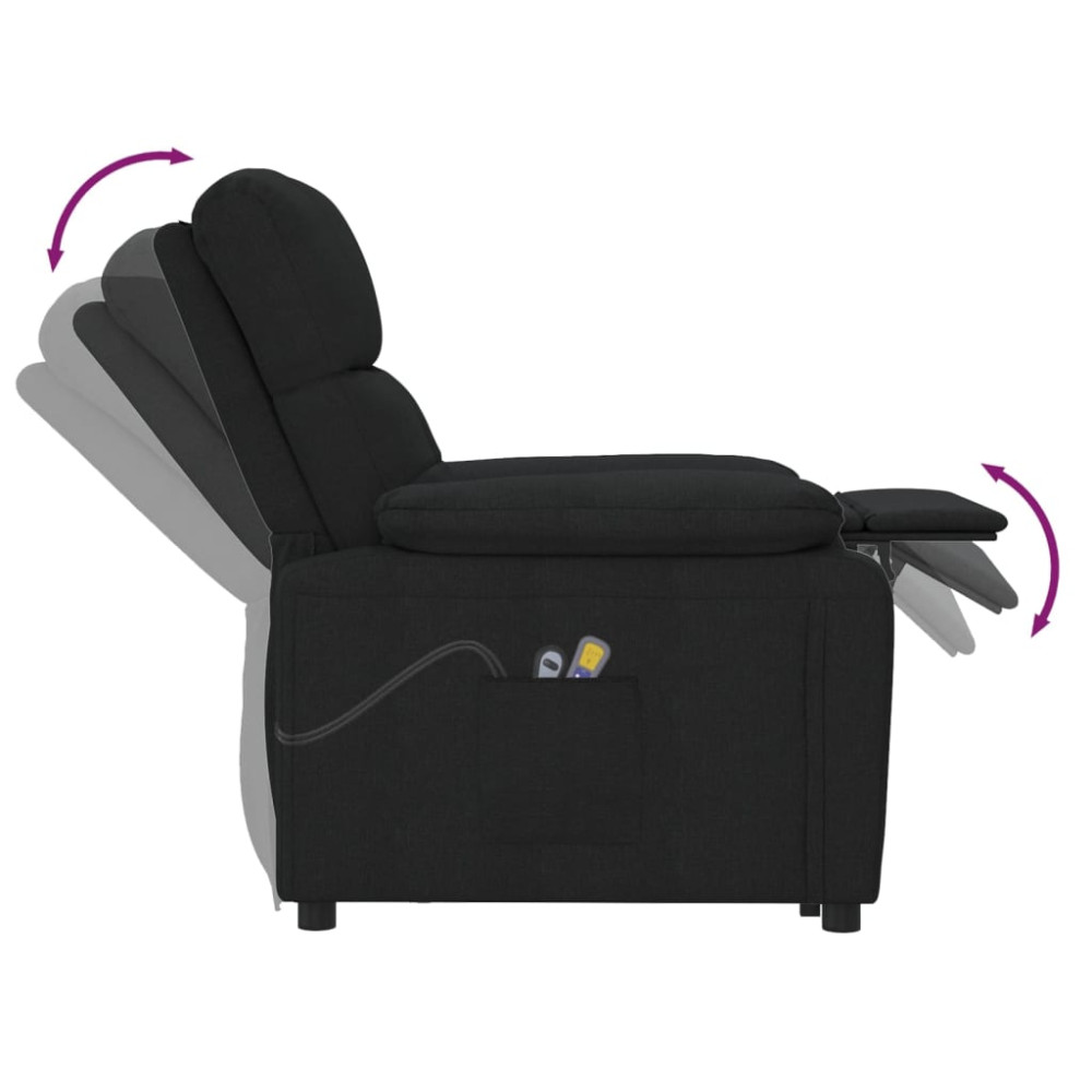 Produktbild för Elektrisk massagefåtölj svart tyg