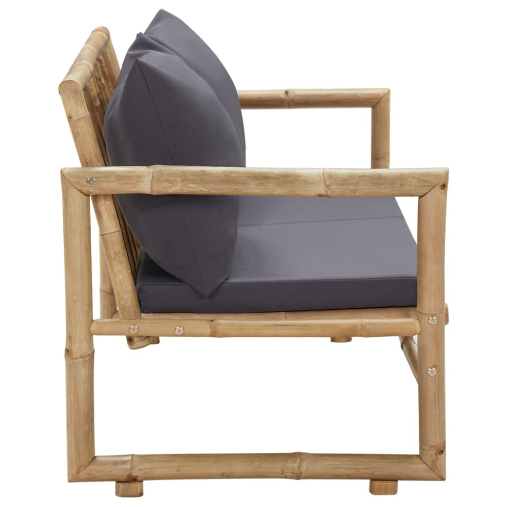Produktbild för Trädgårdsbänk med dynor 115 cm bambu