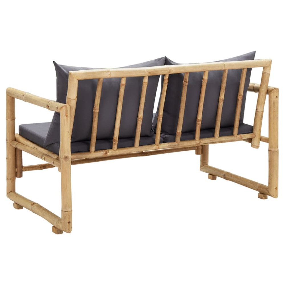 Produktbild för Trädgårdsbänk med dynor 115 cm bambu