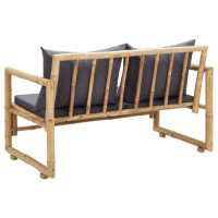 Produktbild för Trädgårdsbänk med dynor 115 cm bambu
