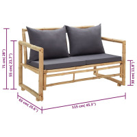 Produktbild för Trädgårdsbänk med dynor 115 cm bambu