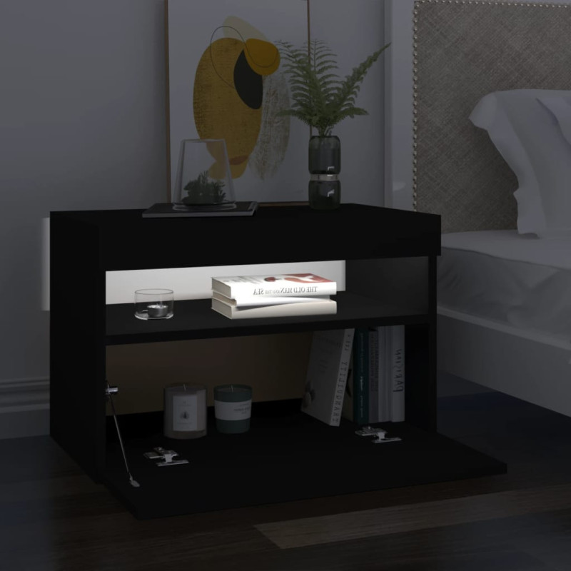 Produktbild för TV-bänk med LED-belysning svart 60x35x40 cm
