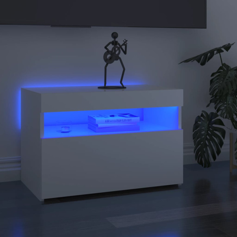 Produktbild för TV-bänk med LED-belysning vit högglans 60x35x40 cm