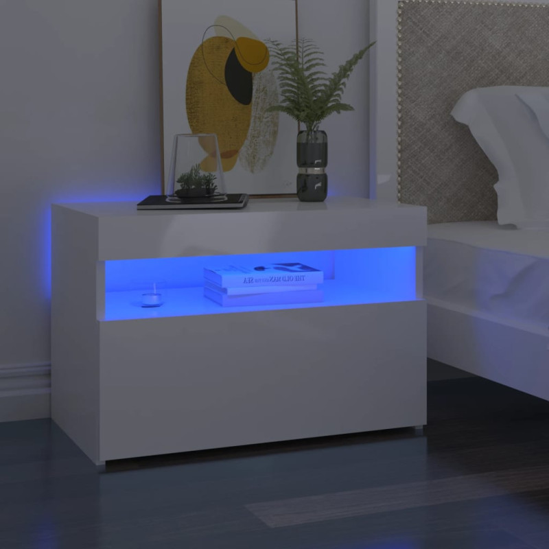 Produktbild för TV-bänk med LED-belysning vit högglans 60x35x40 cm