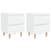 Miniatyr av produktbild för Sängbord med massiva furuben 2 st vit 40x35x50 cm
