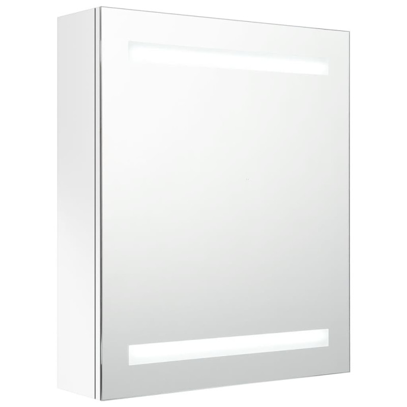 Produktbild för Badrumsspegel med skåp LED vit högglans 50x14x60 cm