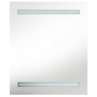 Produktbild för Badrumsspegel med skåp LED vit högglans 50x14x60 cm