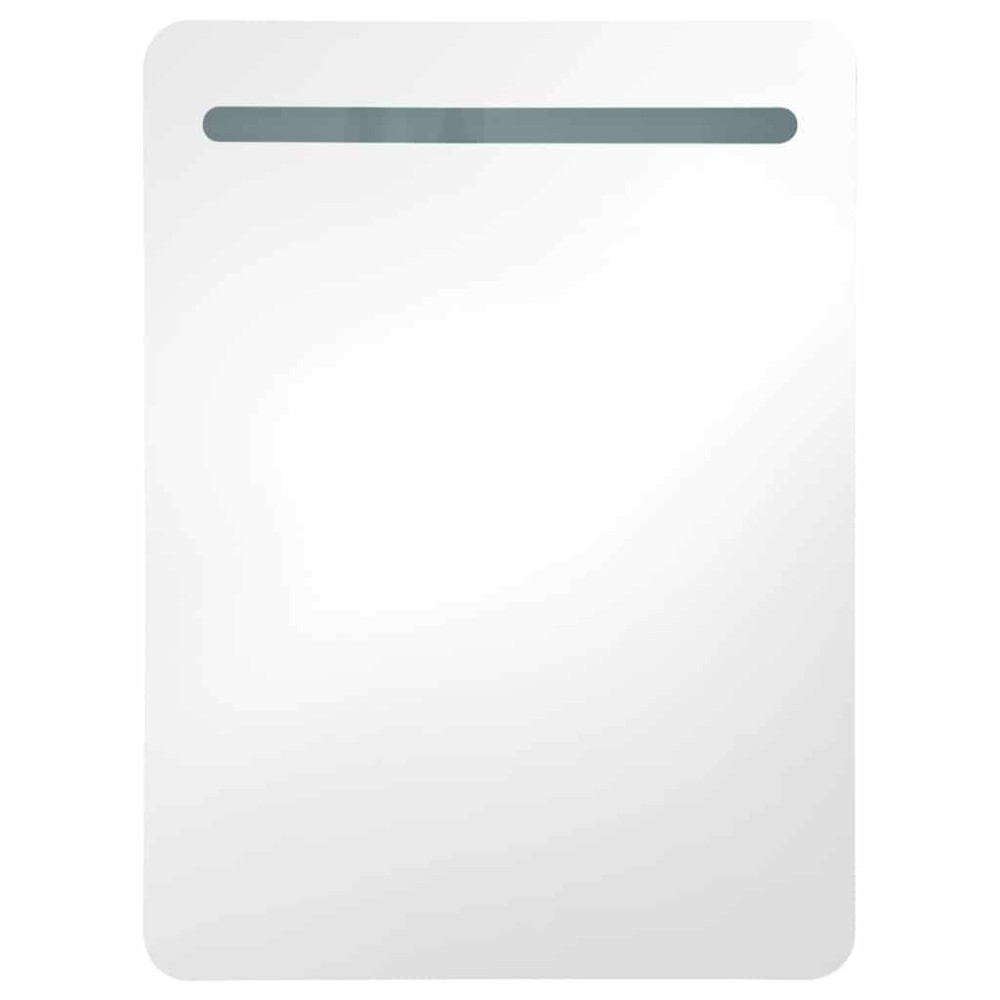 Produktbild för Badrumsspegel med skåp LED grå högglans 60x11x80 cm