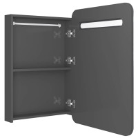 Produktbild för Badrumsspegel med skåp LED grå högglans 60x11x80 cm