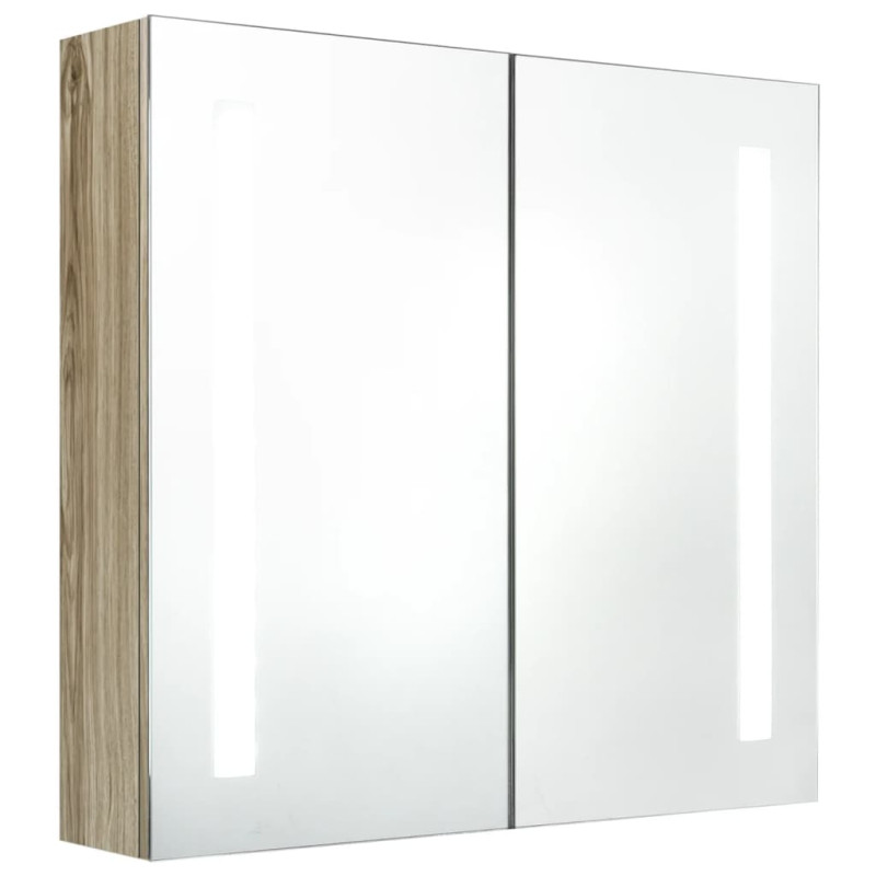 Produktbild för Badrumsskåp med spegel LED ek 62x14x60 cm