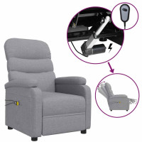 Produktbild för Elektrisk massagefåtölj ljusgrå tyg