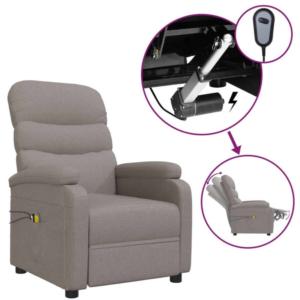 Produktbild för Elektrisk massagefåtölj taupe tyg