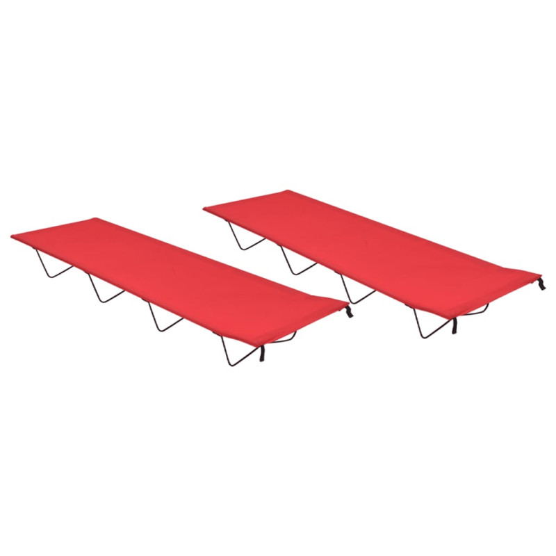 Produktbild för Campingsängar 2 st 180x60x19 cm oxfordtyg och stål röd
