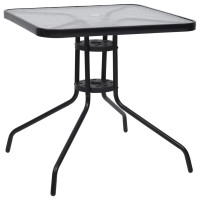 Produktbild för Trädgårdsbord svart 70x70x70 cm stål