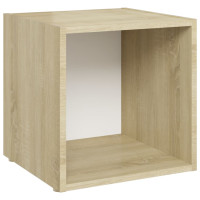 Produktbild för TV-bänk vit och sonoma-ek 37x35x37 cm konstruerat trä