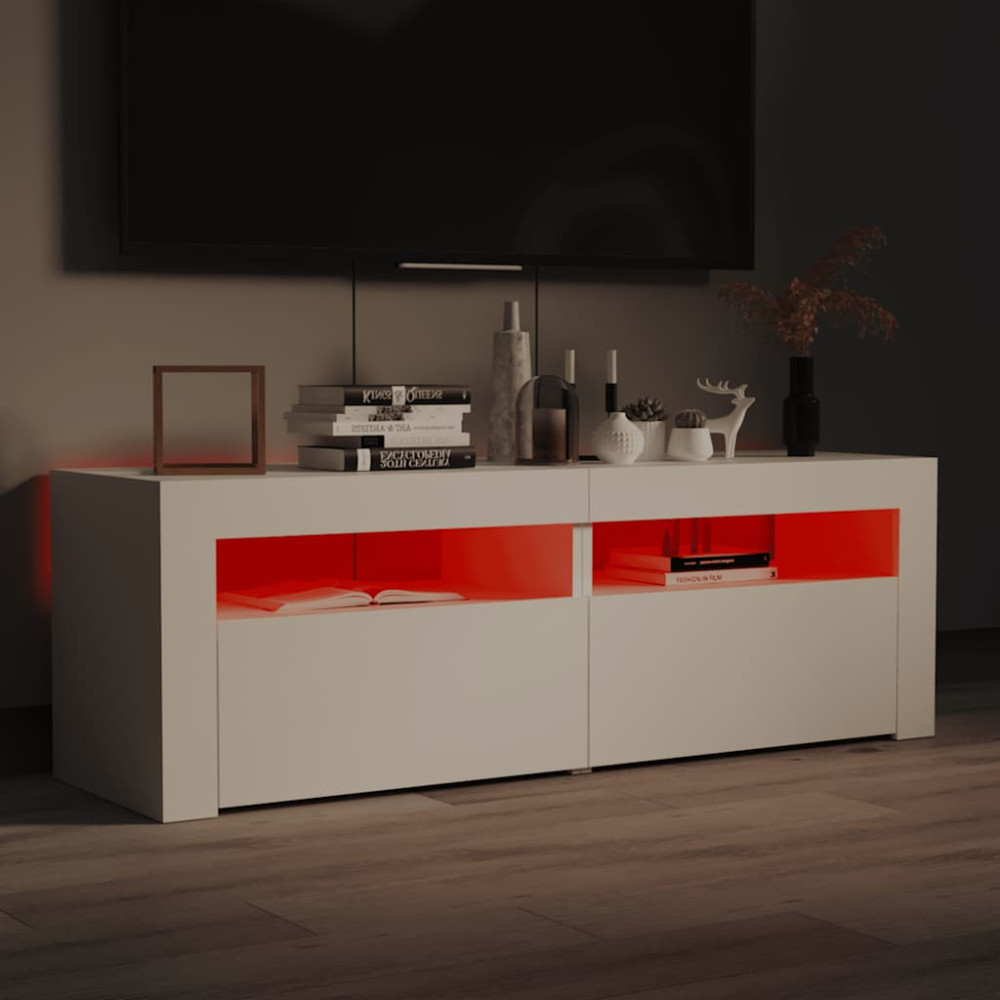 Produktbild för TV-bänk med LED-belysning vit 120x35x40 cm