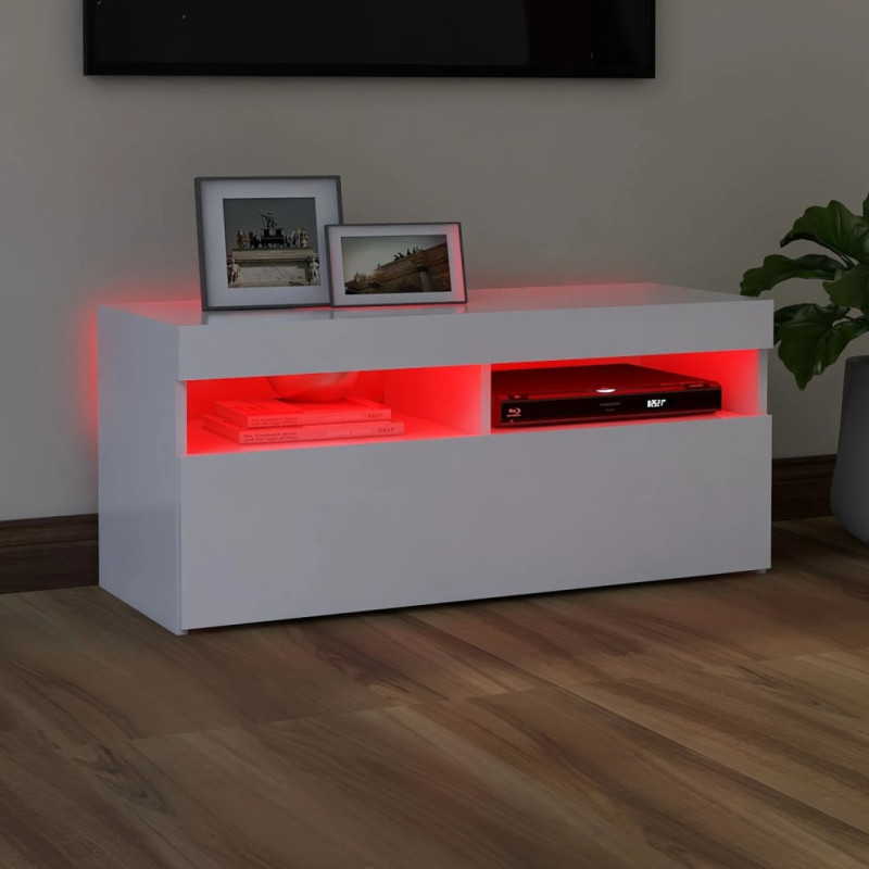 Produktbild för TV-bänk med LED-belysning vit 90x35x40 cm