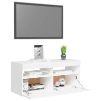 Miniatyr av produktbild för TV-bänk med LED-belysning vit 90x35x40 cm