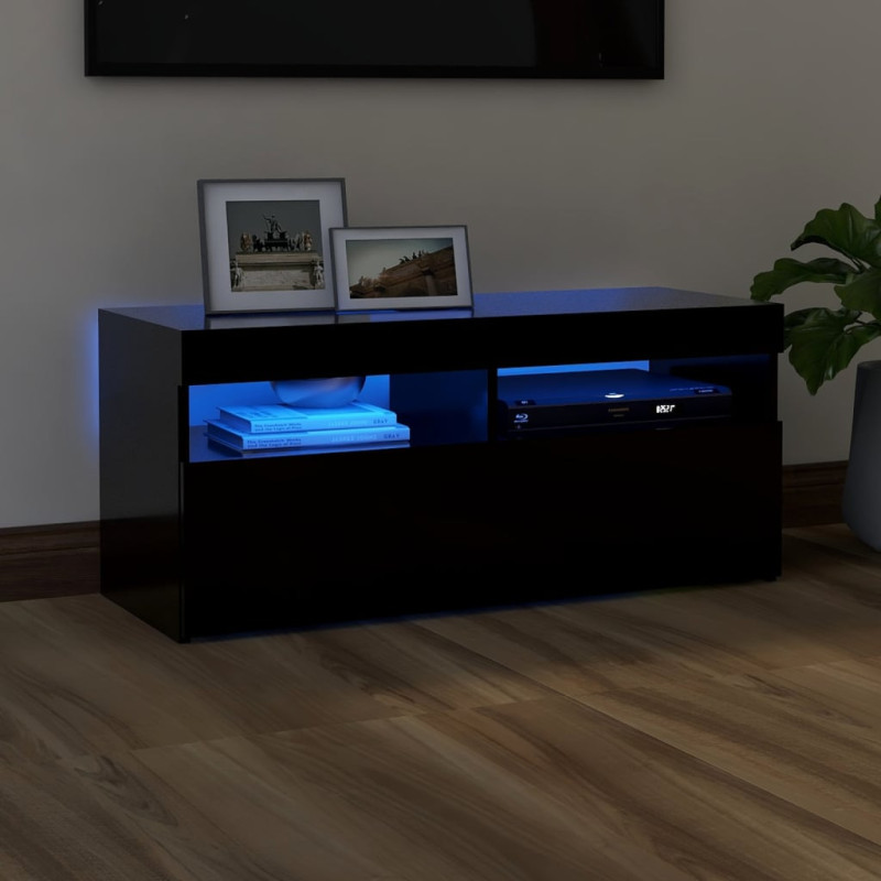 Produktbild för TV-bänk med LED-belysning svart 90x35x40 cm